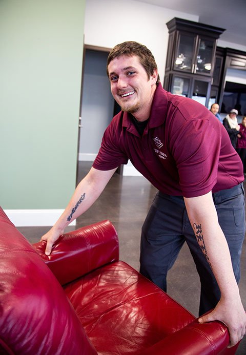Mover handling furniture with care